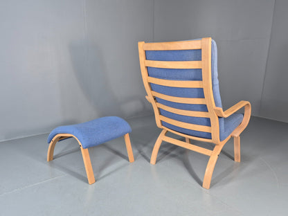 Retro Bentwood Lounge Chair and Footstool Vintage Danish 1980s MCM  EB11382 MBEN6