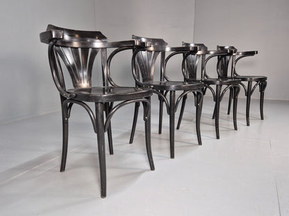4 Vintage Bistro Chairs Black Thonet Style Czech Built Retro EB8859 VDIN - UKDK FURNITURE