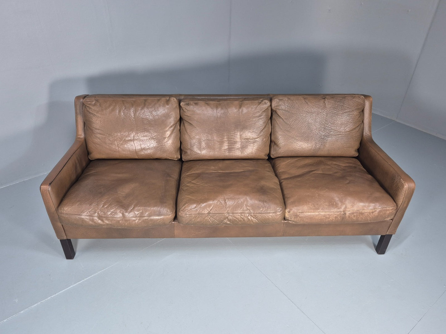 1970s Three Seater Danish Settee Vintage Mogensen Style Leather MCM EB10634 M3SS4