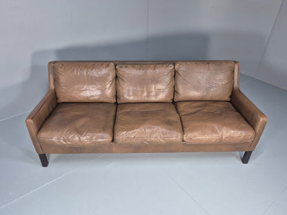 1970s Three Seater Danish Settee Vintage Mogensen Style Leather MCM EB10634 M3SS4