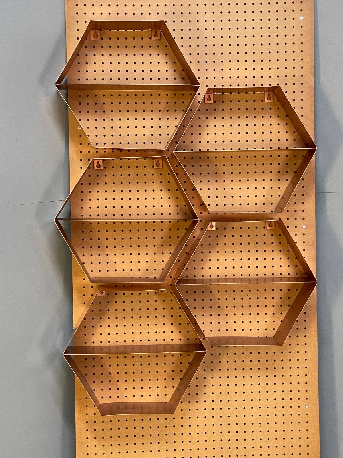 Hexagonal Wall Shelving Rose Gold Modern Metal EB10592 MWOO1