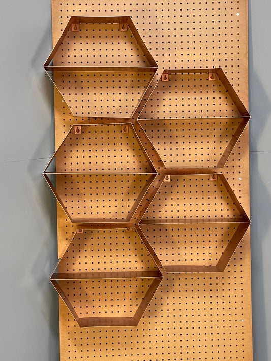 Hexagonal Wall Shelving Rose Gold Modern Metal EB10592 MWOO1