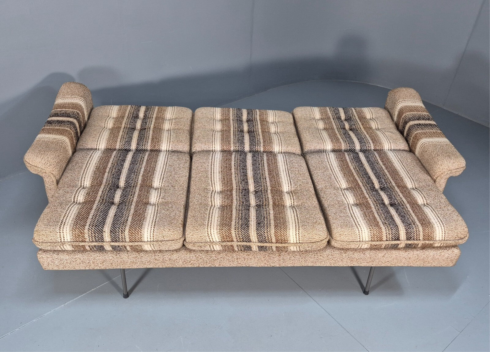 Vintage Danish 1970s Sofa Bed Wool Stripe Retro MCM EB9590 M4SS - UKDK FURNITURE