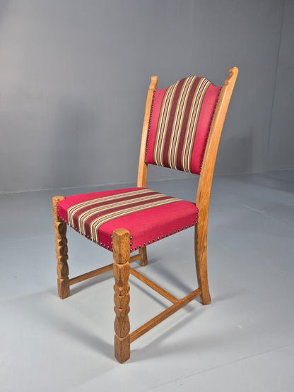 6 Vintage Kjaernulf Style Dining Chairs Oak Red Wool 1970s Retro EB9535 MDIN - UKDK FURNITURE