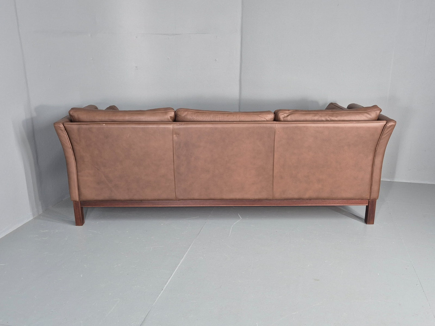 Vintage Danish 3 Seater Sofa Danish Brown Leather 1970s Retro MCM  EB10486 M3SS18