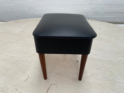 Danish Retro Hobby Box Black Vinyl on Turned Teak Legs Vintage EB3148 MFOO10