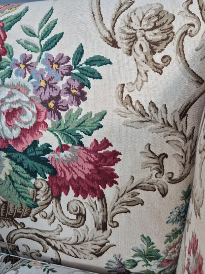 Vintage Danish Lounge Chair Floral Cotton Upholstery 1970s Retro EB07869 MNOR - UKDK FURNITURE