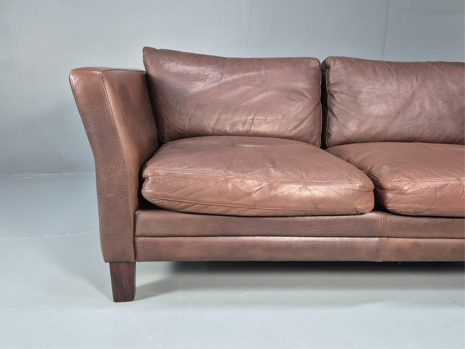 Vintage Danish Two Seater Settee in Brown Leather 1970s Danish Retro EB8351 M2SS2