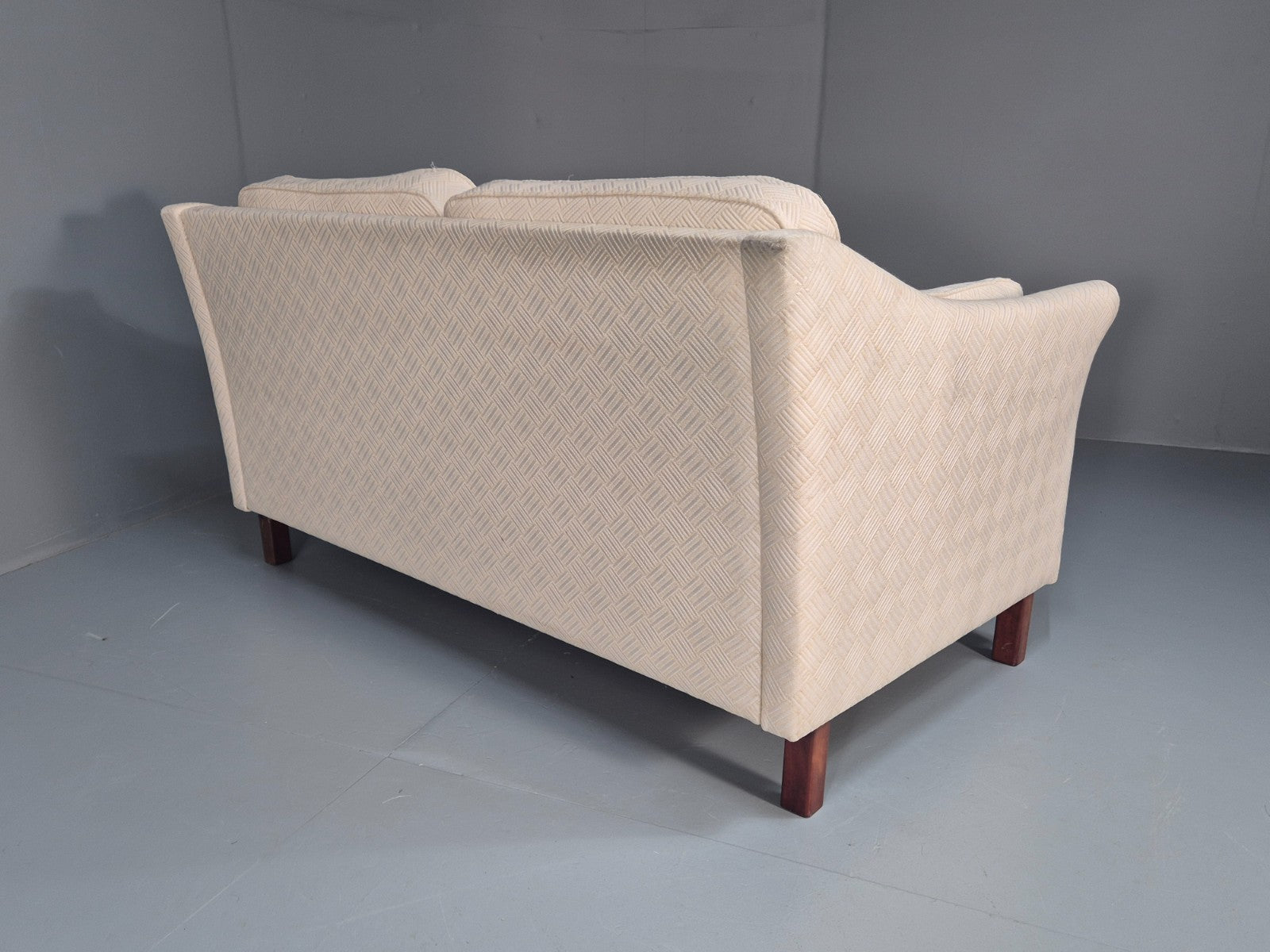 Vintage 2 Seater Sofa Retro Danish Cream Patterned Fabric EB10516 M2SS16