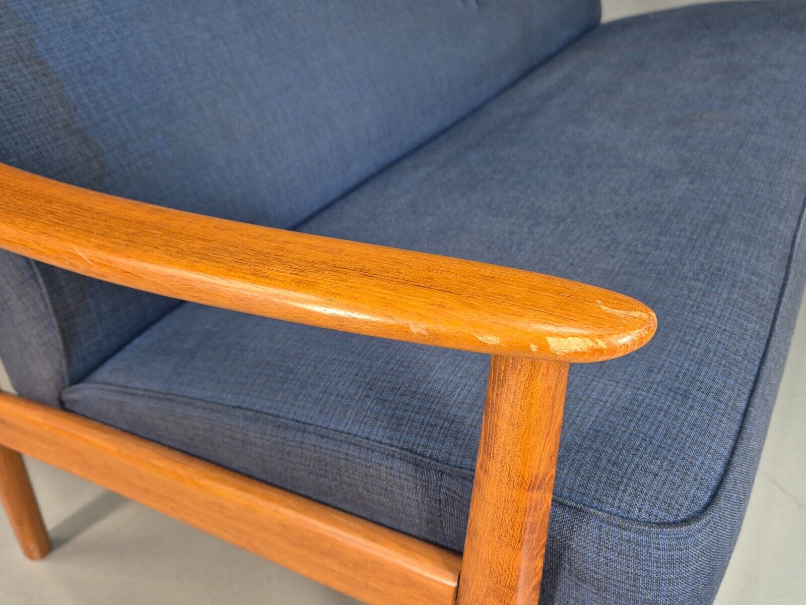 Vintage Swedish 2 Seat Sofa Blue Teak Frame 1960s Retro MCM EB7752 M3SS - UKDK FURNITURE