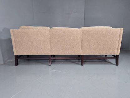 Vintage Danish 3 Seat Sofa Beige Wool Legged Frame 1980s Retro MCM EB7792 M3SS - UKDK FURNITURE