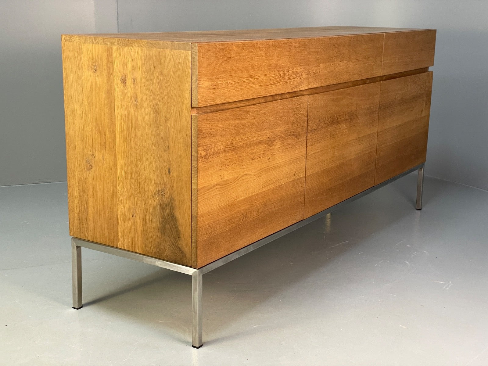 Modern Solid Oak Sideboard Ligna By Ethnicraft Steel Base EB9836 MWOO - UKDK FURNITURE
