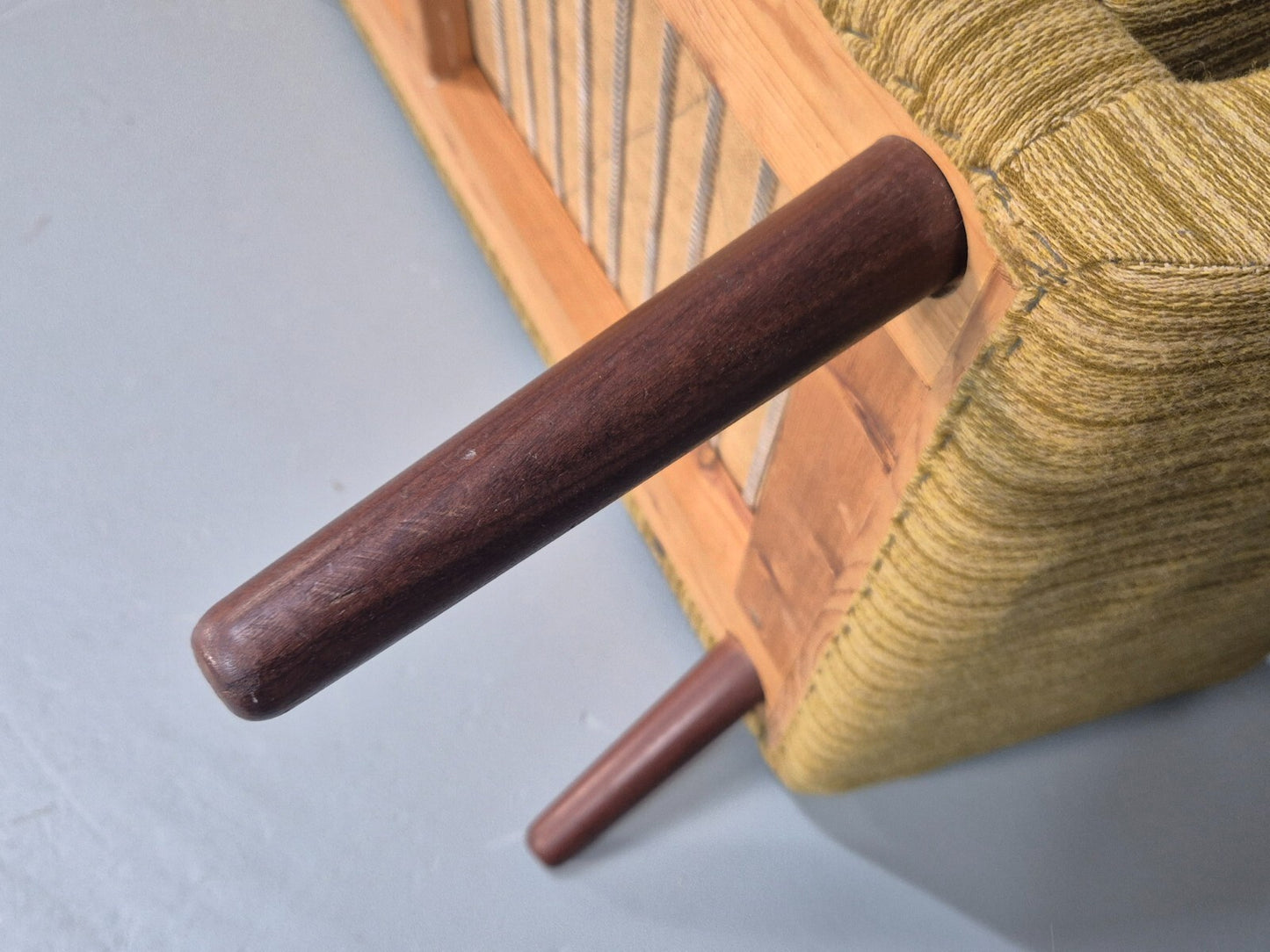 Danish 1960s 4 Seat Sofa Green Wool Teak Legs Retro Mid Century EB9746 M4SS - UKDK FURNITURE