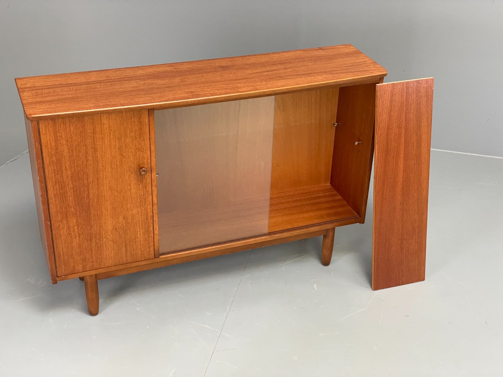 Vintage 1960s Glazed Bookcase Cabinet Teak Shelving Cupboard EB11808 MWOO10