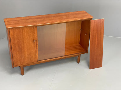 Vintage 1960s Glazed Bookcase Cabinet Teak Shelving Cupboard EB11808 MWOO10