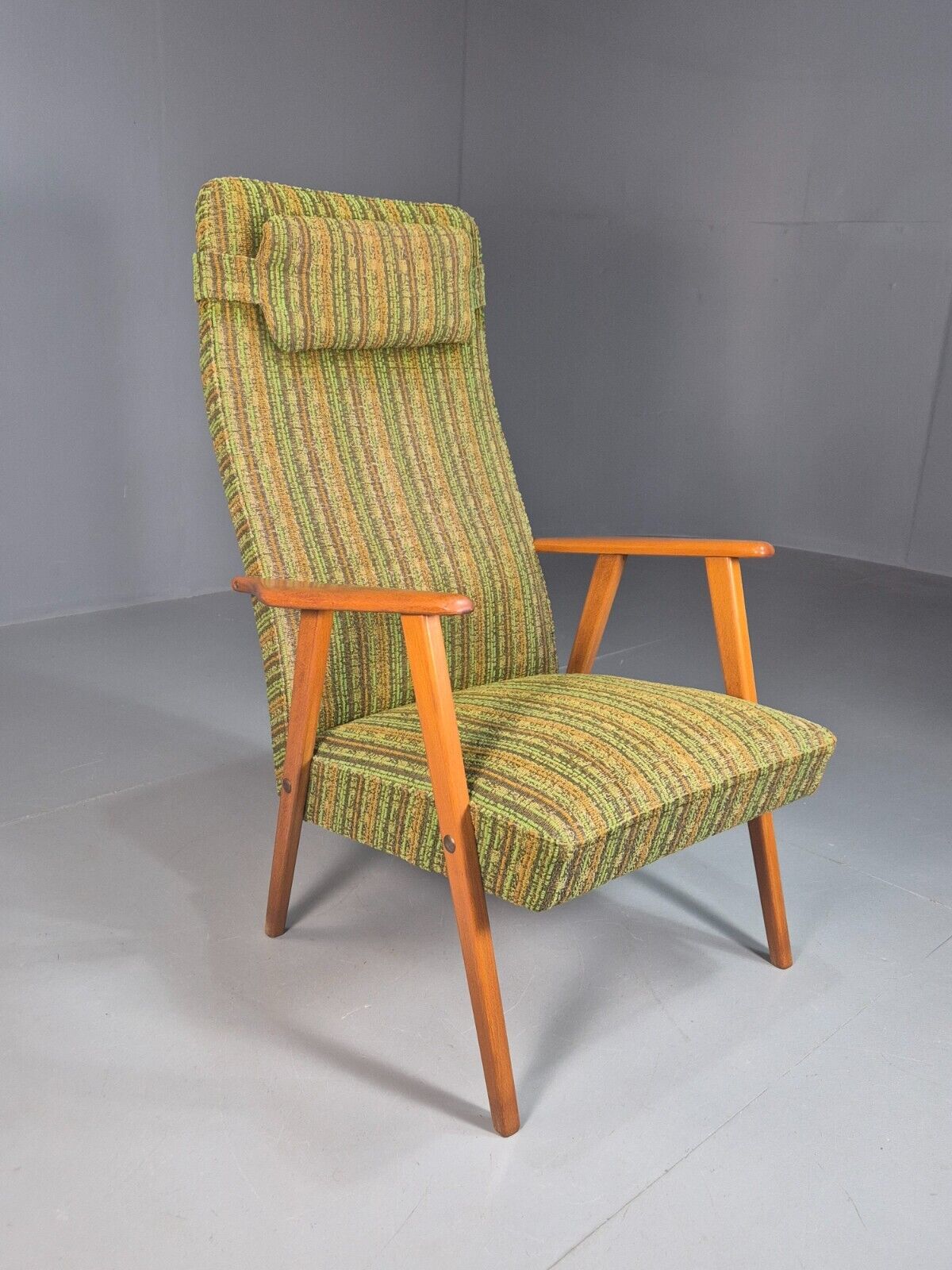 Vintage Swedish Lounge Chair Green Wool Teak Frame 1960s Retro MCM EB7895 MNOR - UKDK FURNITURE