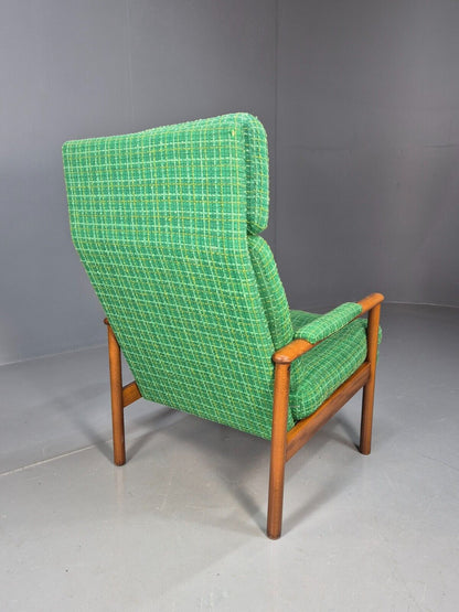 Vintage Danish Lounge Chair Green Wool Beech Frame Retro 1960s MCM EB8502 MNOR - UKDK FURNITURE