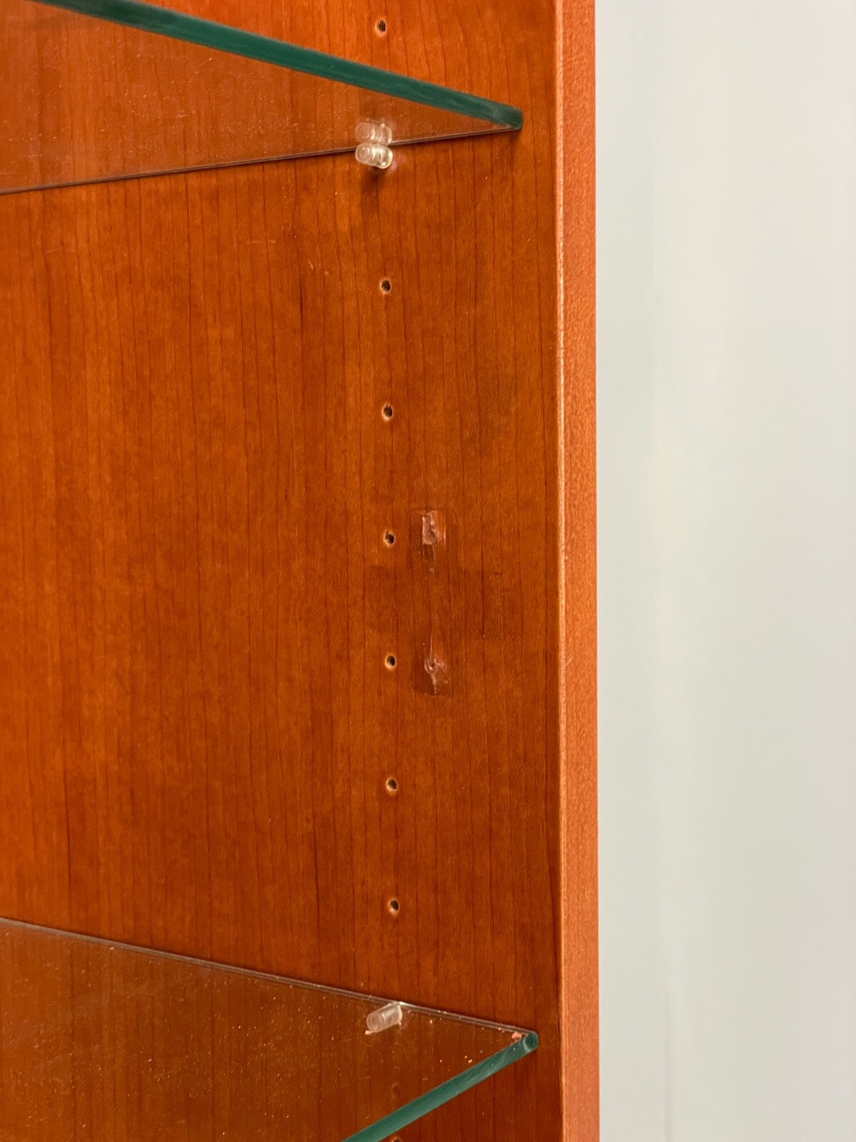 Vintage Cherrywood Bookcase Beaver & Tapley Glass Shelving Retro EB9758 MWOO - UKDK FURNITURE