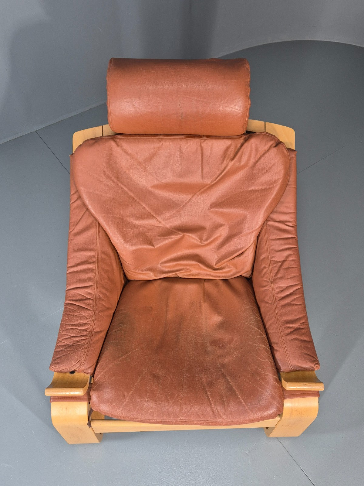 Vintage Leather Lounge Chair Mid Century Kroken Aki Fribyter Retro EB11309 MBEN4