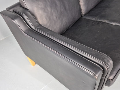 Vintage 3 Seat Sofa Danish Black Leather Mid Century Retro 1980s EB10476 M3SS15