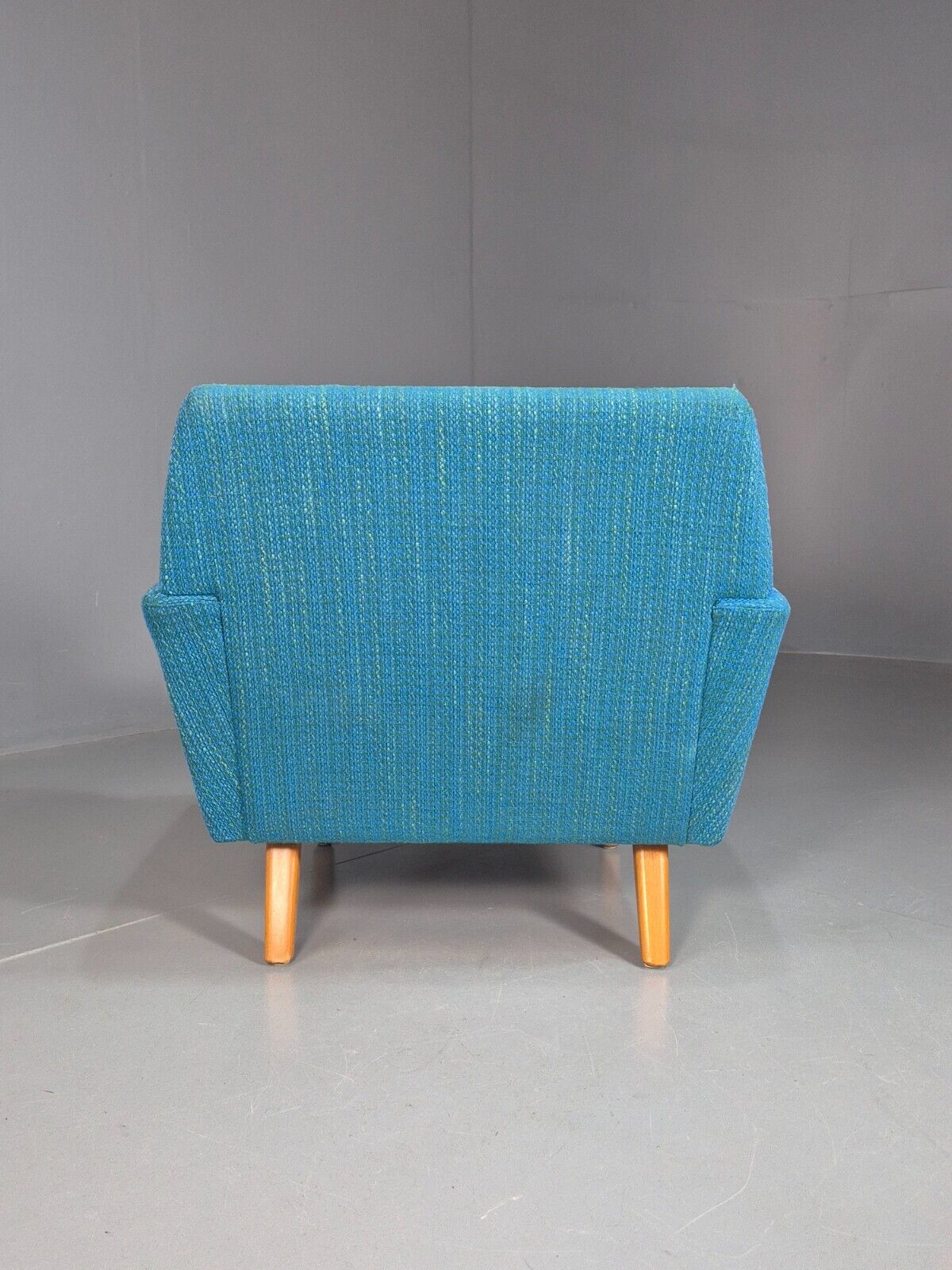 Vintage Swedish Lounge Chair Blue Wool Retro 1960s MCM EB7894 MNOR - UKDK FURNITURE