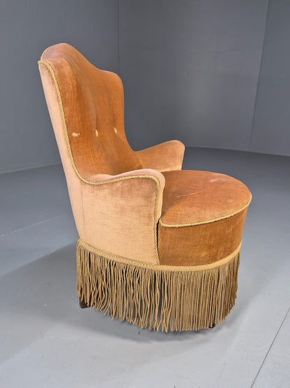 Vintage Danish Lounge Chair Gold Velour 1930s Boudoir Suite EB8978 VCLO - UKDK FURNITURE