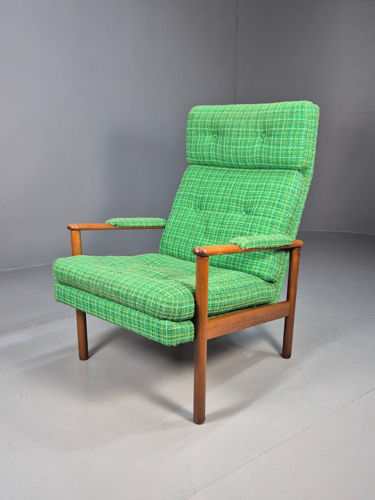 Vintage Danish Lounge Chair Green Wool Beech Frame Retro 1960s MCM EB8502 MNOR - UKDK FURNITURE