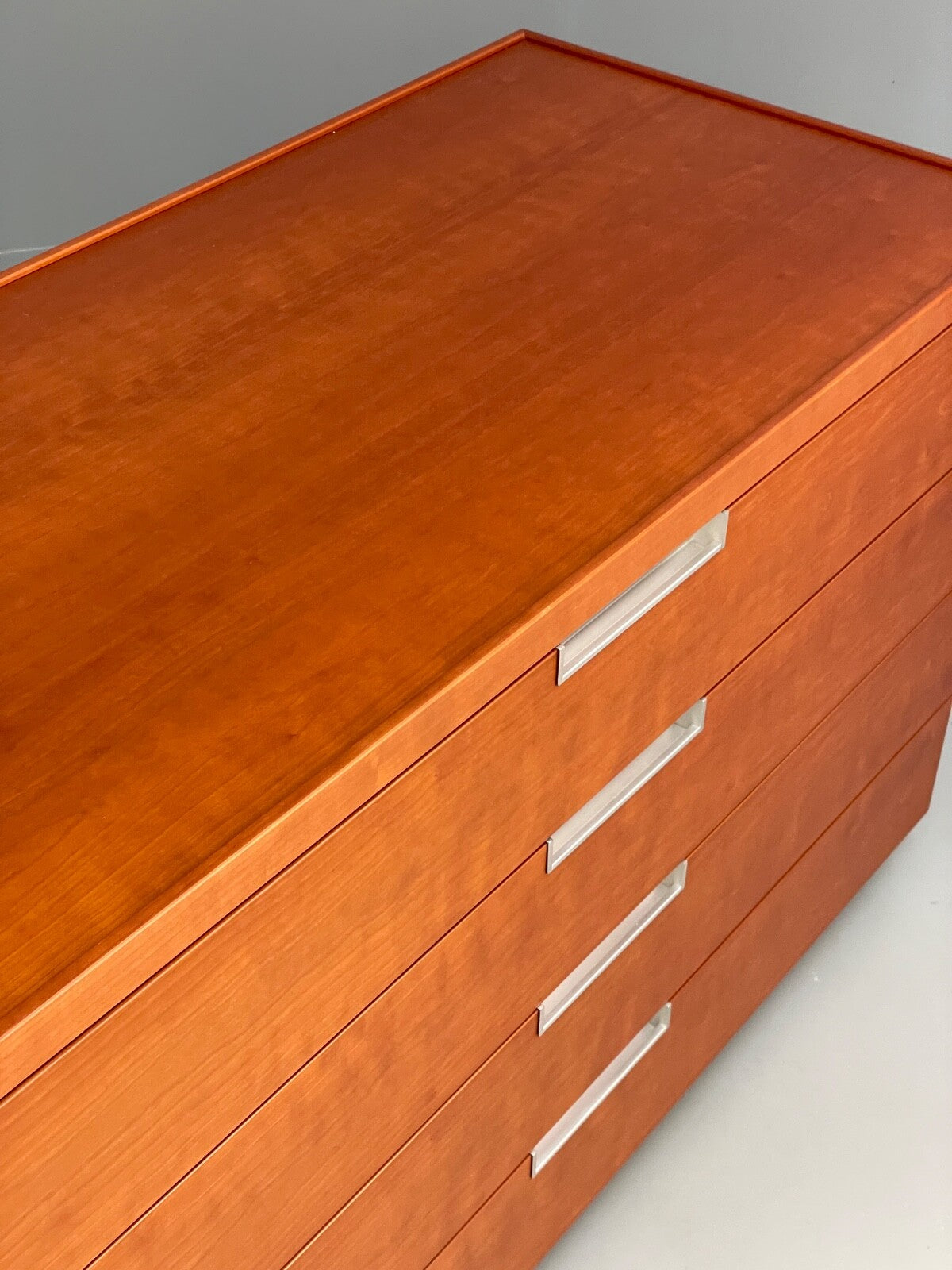 Vintage Cherry Chest Of Drawers Aluminium Details 1980s Design EB9809 MWOO - UKDK FURNITURE