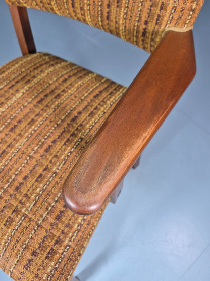 1960s Danish Teak Desk Chair Orange Wool Retro Mid Century  EB10779 MNOR10