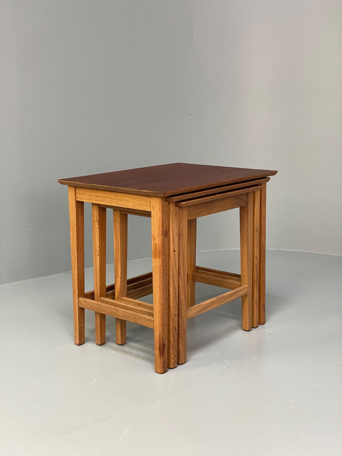 Vintage Solid Teak Nesting Tables Mid Century EB9755 MWOO - UKDK FURNITURE