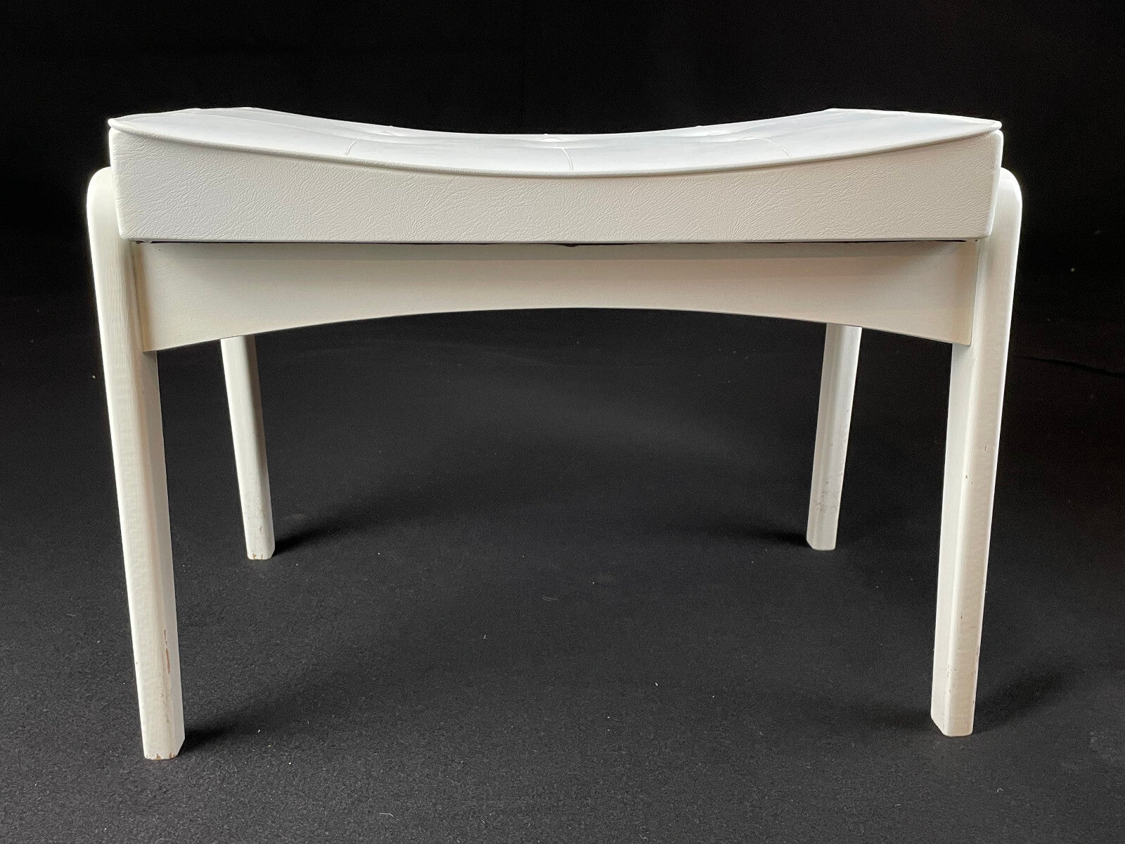 British White Vinyl Footstool with White Frame Mid-Century Modern EB4111 MFOO4