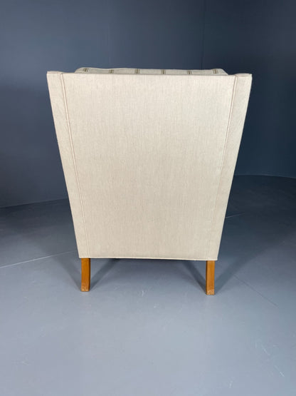 Vintage Danish Lounge Chair Cream Wool Wing Back 1979s Retro MCM EB6620 MNOR9