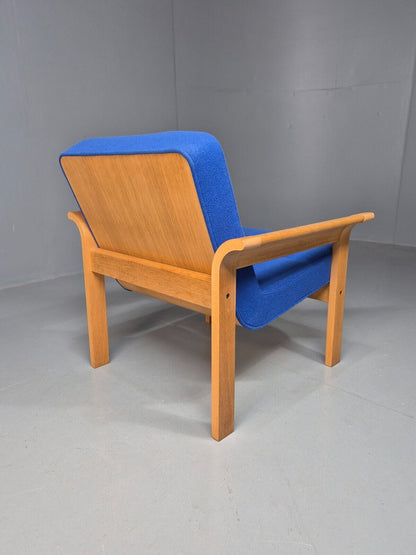 Vintage Danish Lounge Chair Blue Bentwood Magnus Olesen Retro 1970s EB8285 MNOR - UKDK FURNITURE