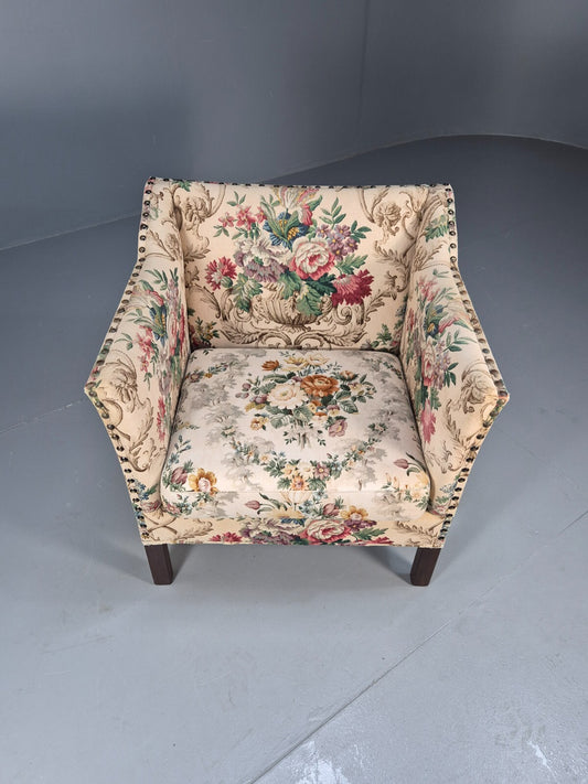 Vintage Danish Lounge Chair Floral Cotton Upholstery 1970s Retro EB07869 MNOR - UKDK FURNITURE