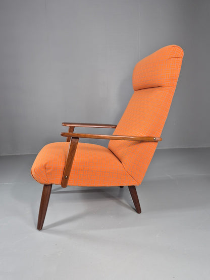 Vintage Danish Lounge Chair Teak Frame Mid Century New Upholstery EB8210 MNOR1