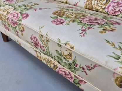 Vintage 3 Seater Sofa Floral Fabric 1950s Mid Century Danish Design EB9542 V3SS - UKDK FURNITURE