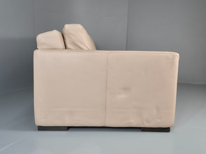 Vintage Natuzzi 2 Seat Sofa Cream Leather Modern Design EB11650 M2SS9