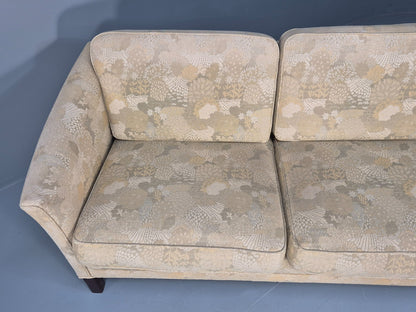 Vintage Danish 3 Seat Sofa Mid Century Shape Floral Cream Cotton 70s EB9579 M3SS - UKDK FURNITURE