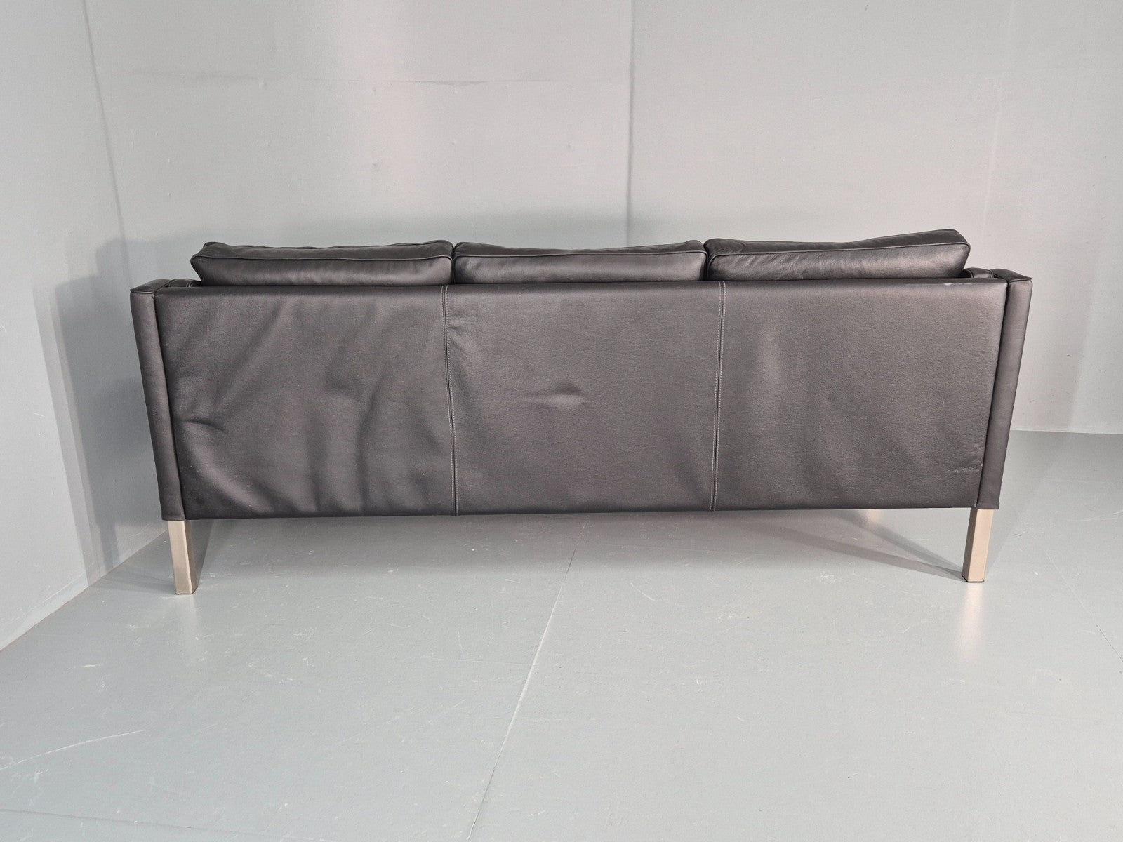 Vintage 3 Seat Sofa Danish Black Leather Mid Century Retro 1980s EB10463 M3SS16