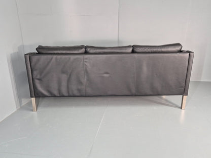 Vintage 3 Seat Sofa Danish Black Leather Mid Century Retro 1980s EB10463 M3SS16