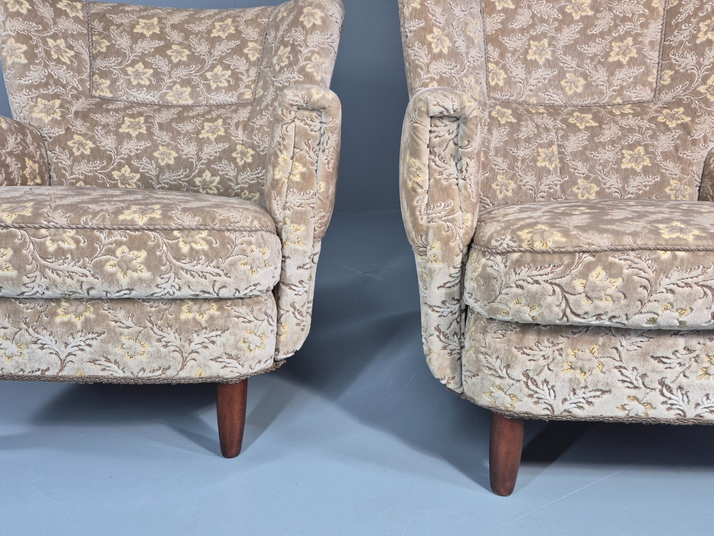 2 1950s Lounge Chairs Mid Century Danish Floral Moquette Retro  EB11318 MNOR12