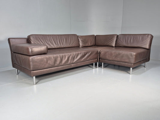 Vintage Habitat Brown Leather Corner Sofa Brown Leather EB9473 M4SS - UKDK FURNITURE