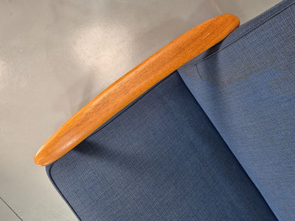 Vintage Swedish 2 Seat Sofa Blue Teak Frame 1960s Retro MCM EB7752 M3SS - UKDK FURNITURE