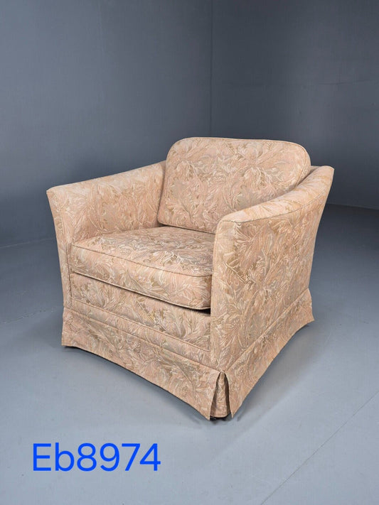 Vintage Danish Lounge Chair Peach Floral Upholstery 1970s Retro EB8974 VCLO - UKDK FURNITURE