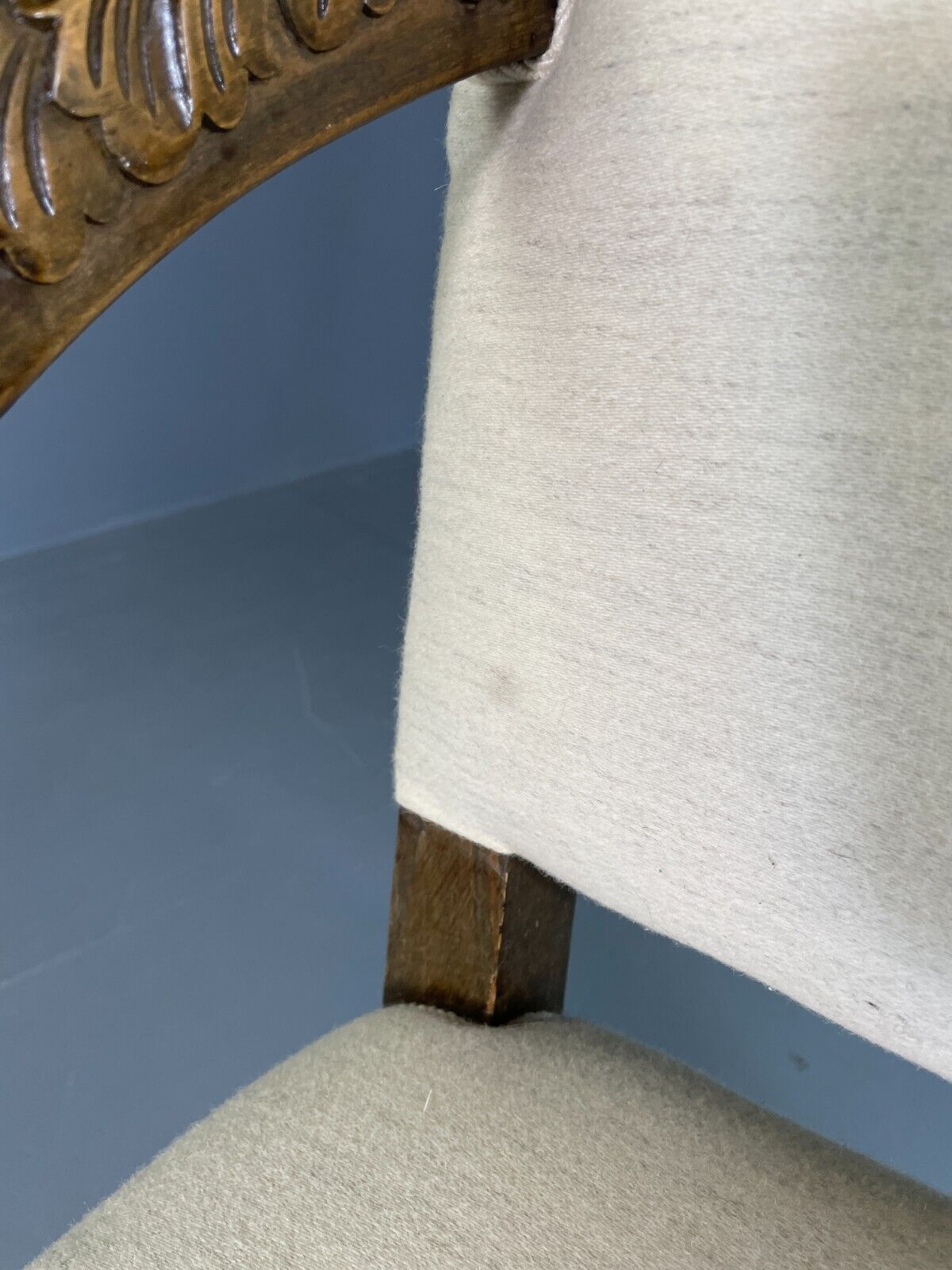 Vintage Danish Lounge Chair Cream Cotton Oak Frame Antique Style EB6917 VNOR - UKDK FURNITURE