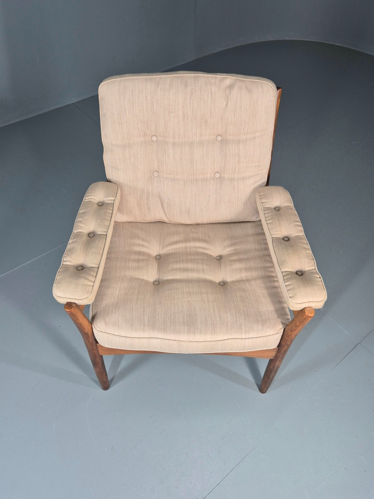 Vintage Gotte Lounge Chair 1970s Swedish Cream Cloth Retro MCM EB11332 MNOR2