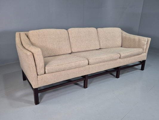 Vintage Danish 3 Seat Sofa Beige Wool Legged Frame 1980s Retro MCM EB7792 M3SS - UKDK FURNITURE