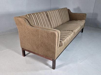 3 Seat Sofa Vintage Danish Khaki Wool Upholstery Mogensen Retro MCM EB7266 M3SS9