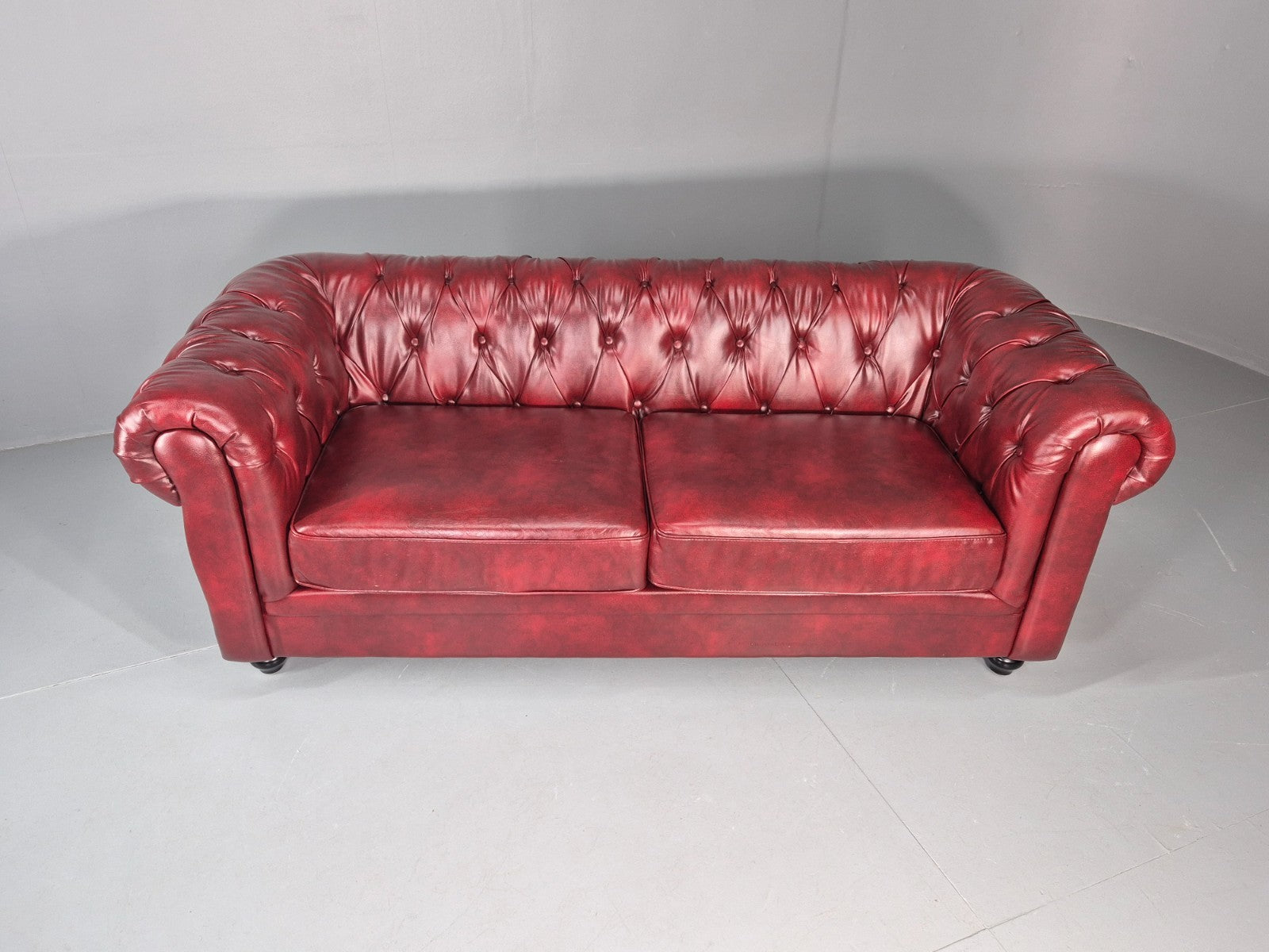 Vintage Vegan Chesterfield Red Vinyl Upholstery EB11665 VCHE2