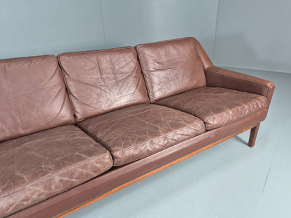 Mid Century Leather 3 Seat Sofa Brown Leather 1960s Retro  EB11367 M3SS4